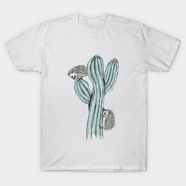 hedgehog on cactus T-Shirt by msmart